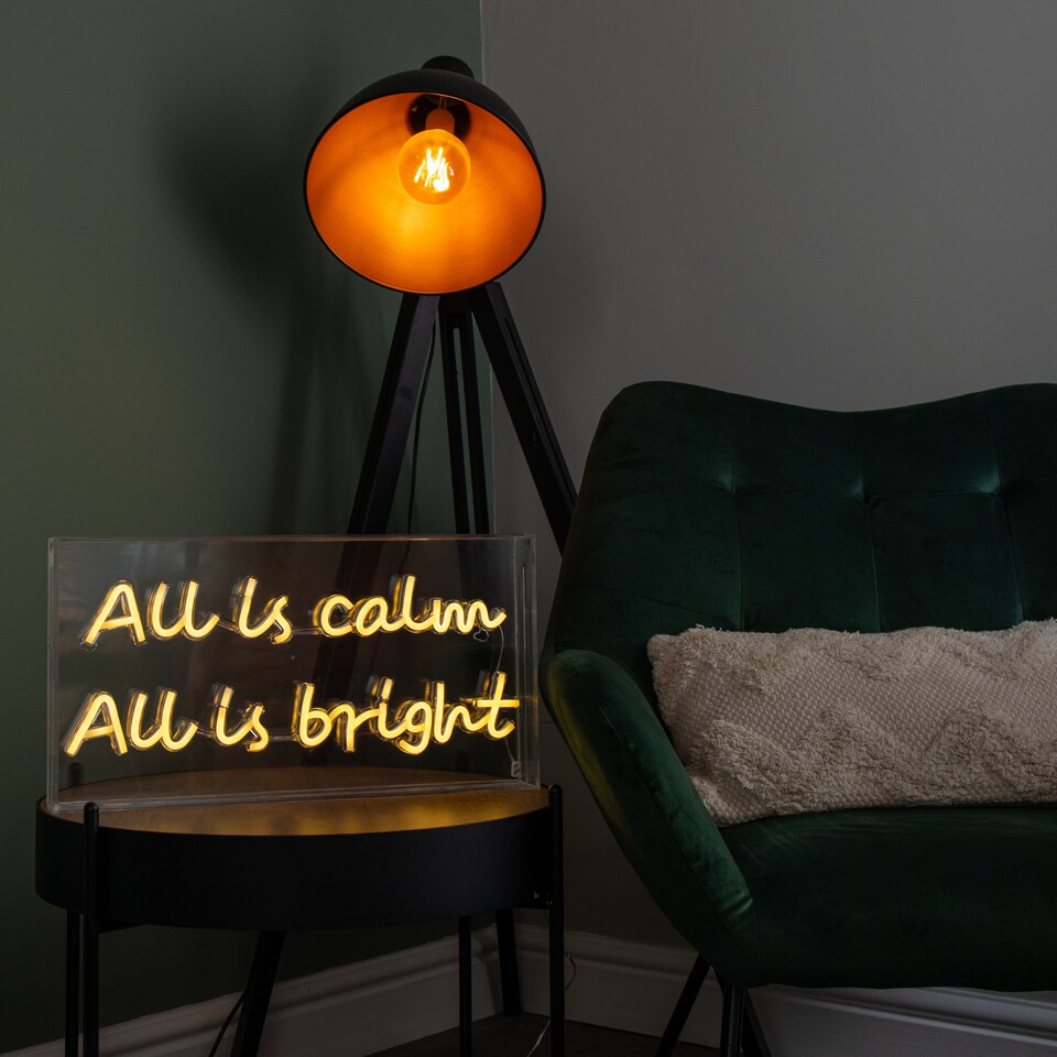 43cm Light up All is Calm Neon Flex Christmas Sign in Warm White ...