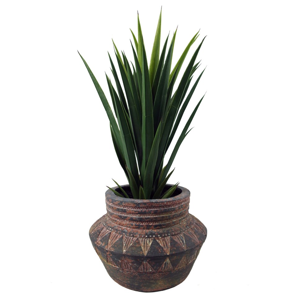 image 1 of 22cm x 34cm Aztec Inca Large Planter Brown