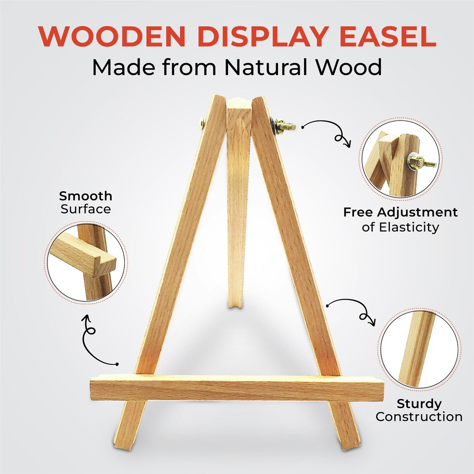 image 1 of 10 x 23cm Wooden Display Easel - Poster Canvas Art, Retail Product Wood Stand