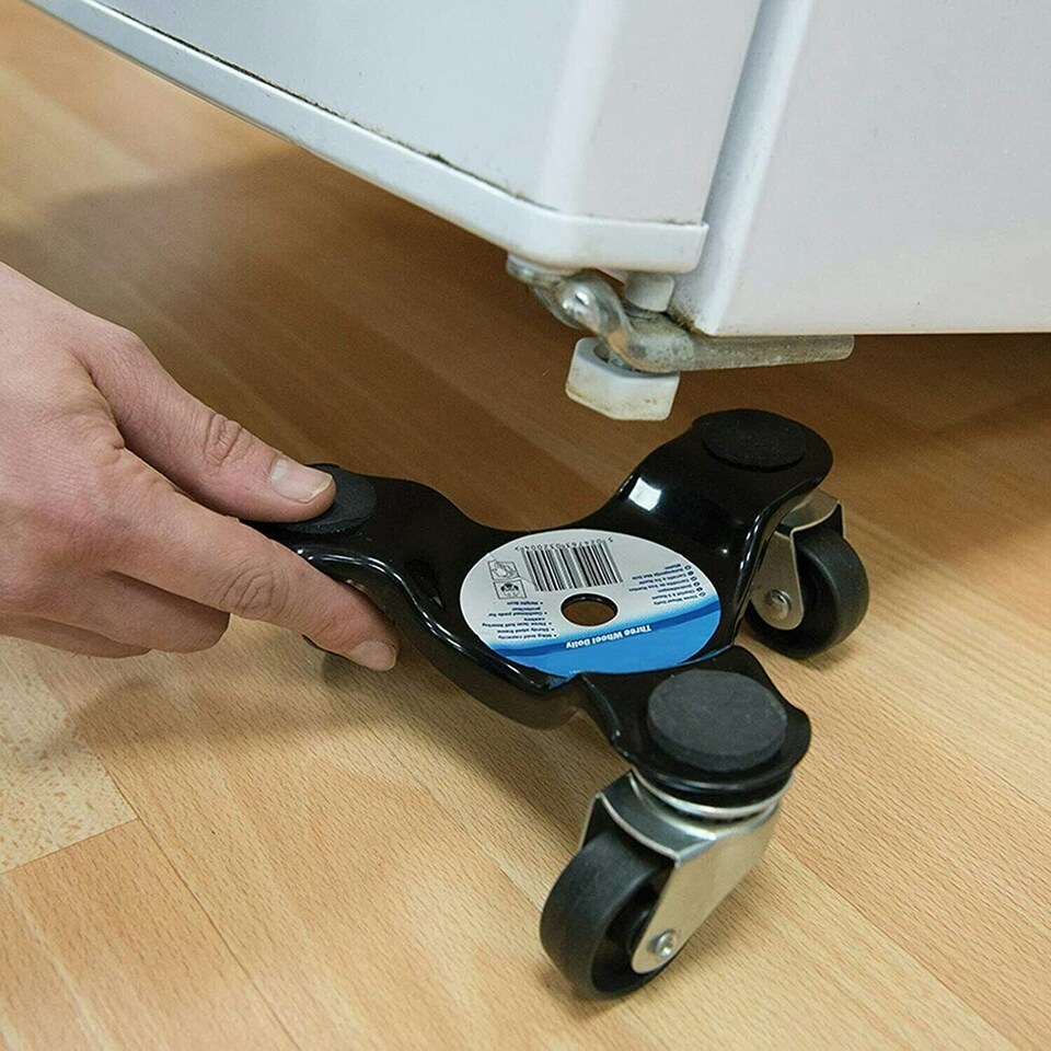 image 1 of 4 x 3 Wheel Wheeled Moving Castor Dolly Heavy Appliance Furniture Movers 60kg 