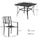 image 5 of Outsunny 5 Pieces Garden Dining Set with Cushions, Outdoor Patio Table and 4 Stackable Chairs, Metal Top Table with Umbrella Hole, Black