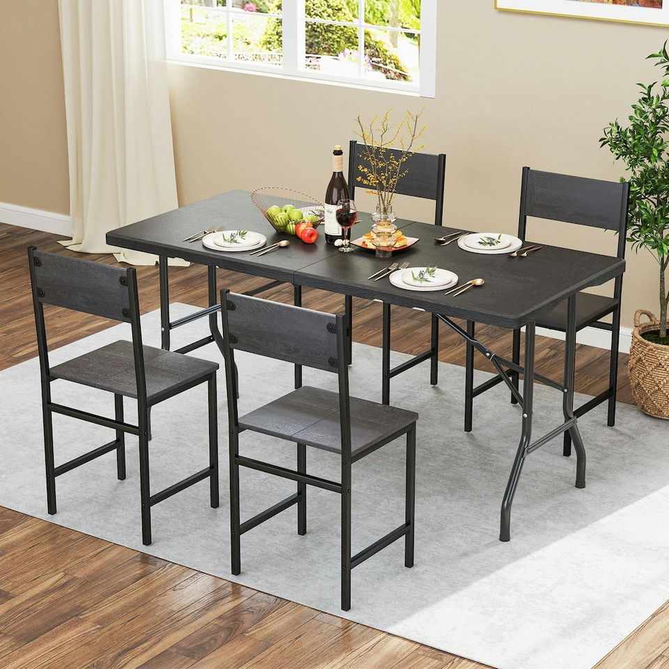 image 1 of COSTWAY 152 cm Portable Folding Picnic Table Dining Table Black