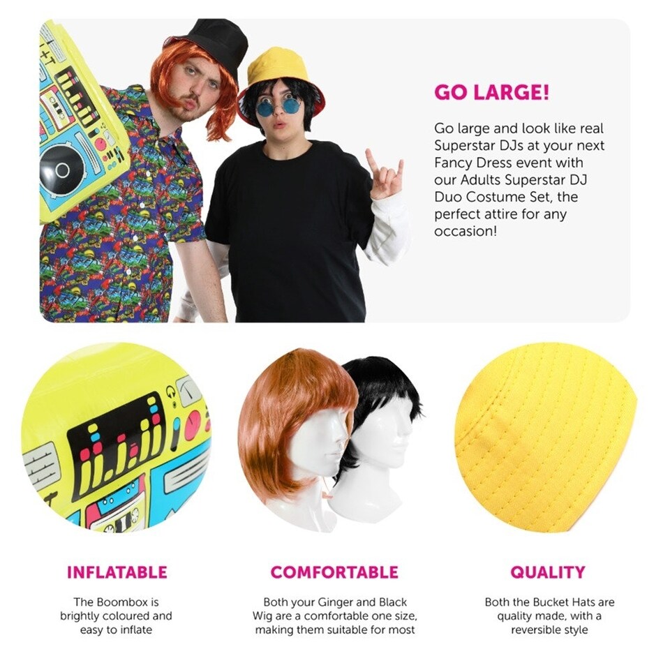 image 1 of Superstar DJ Duo Costume Set Yellow | M