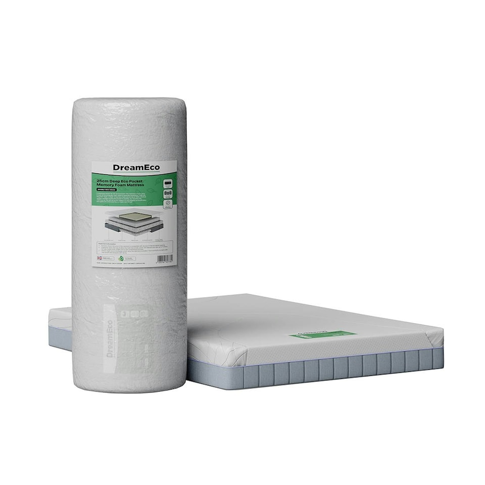 image 1 of 25cm Deep Eco-Friendly 1000 Pocket Spring & Memory Foam Mattress (King) | White | White