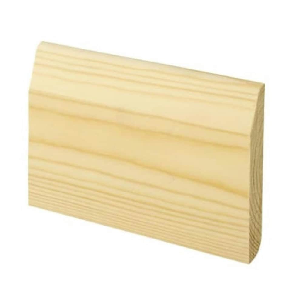 PACK OF 10 (Total 10 Units) - Dual Purpose Large Round/Chamfered Pine Skirting - 15mm x 95mm - 2400mm Length