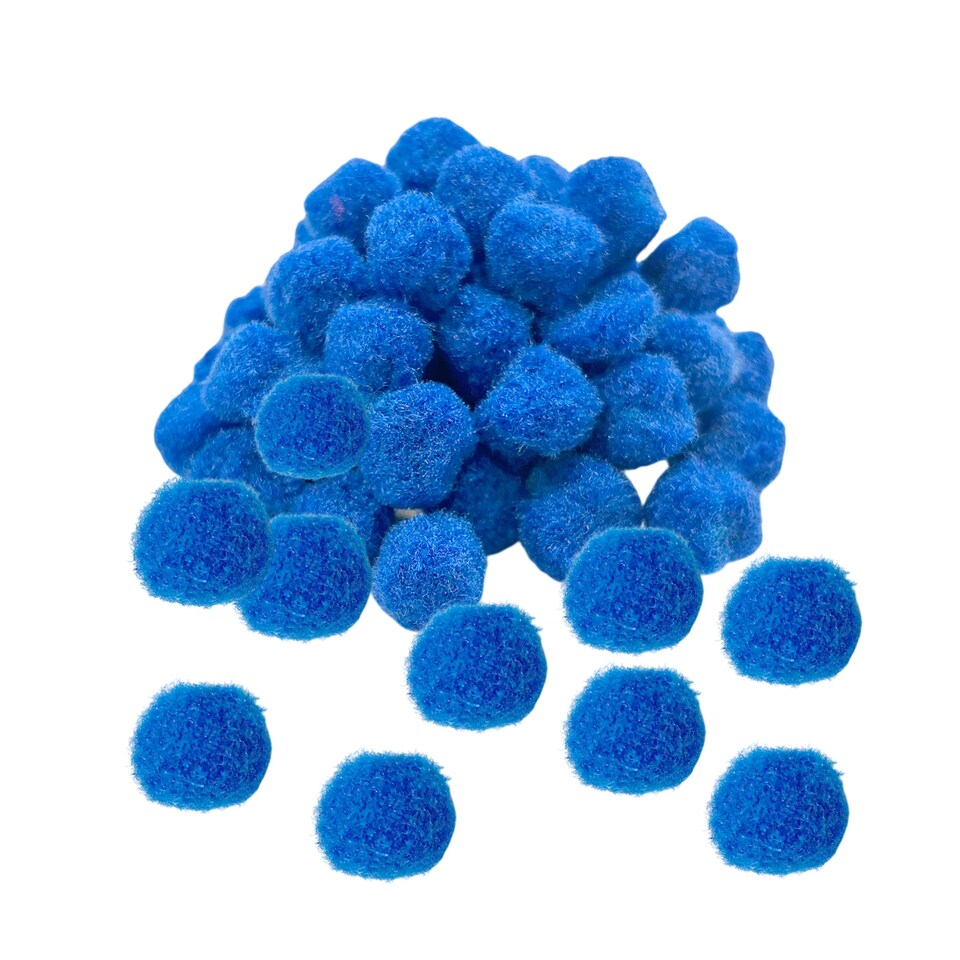 image 1 of Pack of 50 Blue Pom Poms 1.5cm – Soft Fluffy Craft Balls