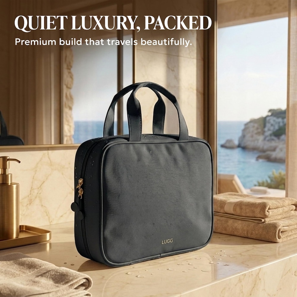 image 1 of Lugg Hanging Toiletry Bag Waterproof Travel Organiser with 360 Swivel Hook