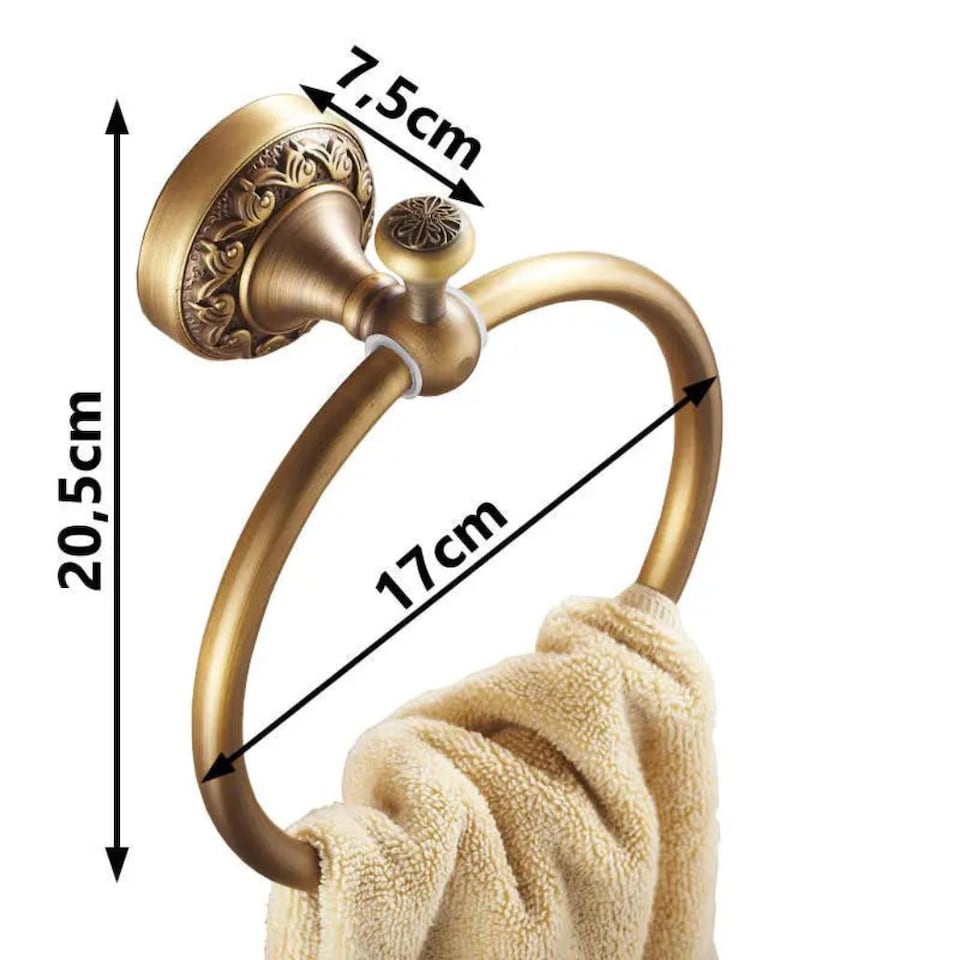 image 1 of Antique Brass Bathroom Toilet Round Towel Ring Dressing-Gown Wall Mounted Hanger