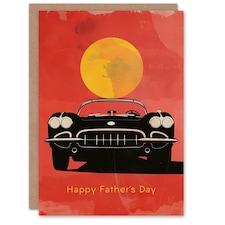 Convertible Sports Car Front View Sunset Fathers Day Dad Card