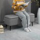 image 6 of HOMCOM Storage Ottoman Bench, Linen Fabric Footstool with Steel Legs Grey