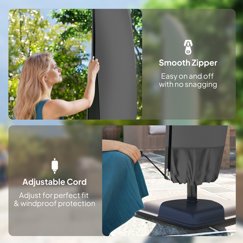 image 1 of Outsunny Parasol Cover, Patio Cantilever Cover, Banana Umbrella Cover Black | Black | Black | Φ56 x 220 cm | 1