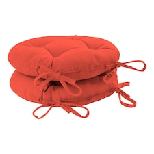 Harbour Housewares Round Garden Chair Seat Cushions - Paprika - Pack of 2 | Red | Paprika