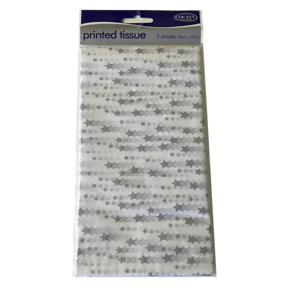 image 1 of Silver Stars Tissue Paper 5 Sheets
