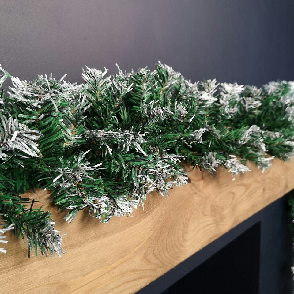 image 1 of 2.7m Snow Tipped Green Christmas Garland with 260 Tips