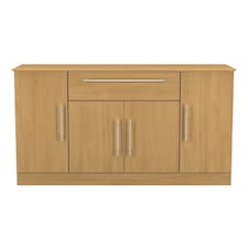 Carlton 4 Door 1 Drawer Wide Sideboard in Modern Oak (Ready Assembled) | Brown | Modern Oak
