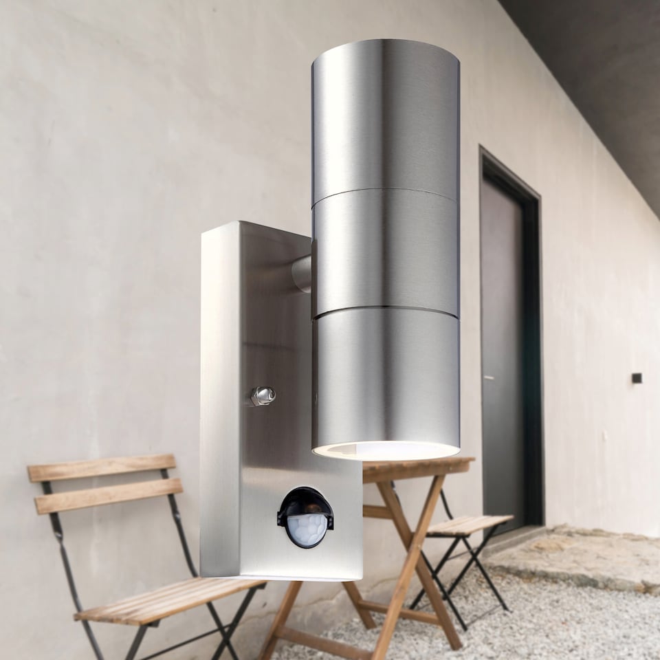image 1 of Blaze Stainless Steel Outdoor Up Down Motion Sensor Wall Light