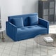 image 2 of HOMCOM 2 Seater Sofa Bed with Hidden Storage, Pull Out Convertible Bed Settee, Modern Snow Flannel Loveseat Sofa Sleeper with 2 Cushions for Living Room, Guest Room, Deep Blue