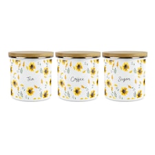 Sunflowers Tea, Coffee & Sugar Large Kitchen Canisters - Set of 3