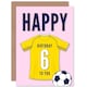 image 1 of Football Strip Kit Yellow Jersey Top Age 6 Year Old Child Kids 6th Birthday Card