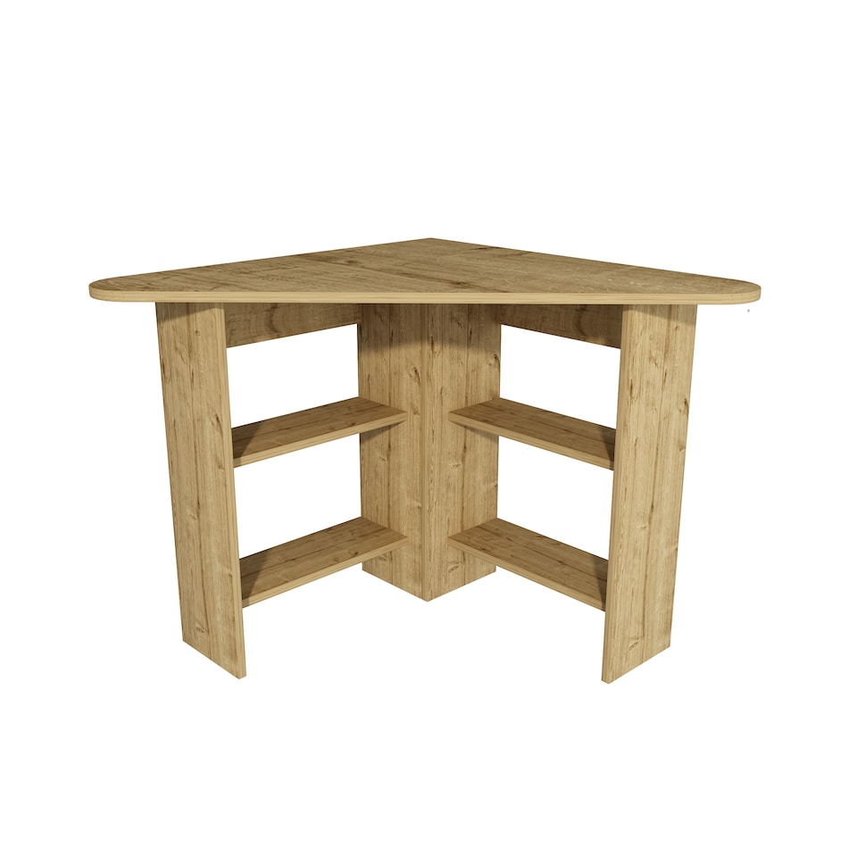 image 1 of Corner Computer Desk with Shelves | Yellow | Sapphire Oak | 1