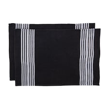 Nicola Spring Cotton Tea Towels - 60cm x 40cm - Black - Pack of 2
