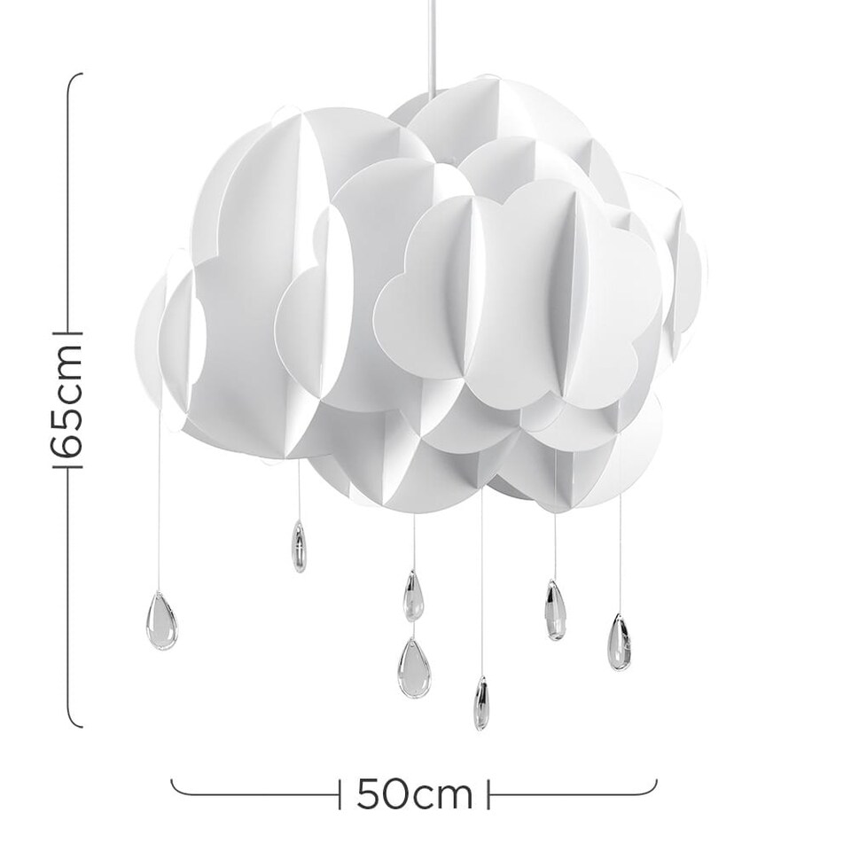 image 1 of ValueLights Extra Large Cloud Acrylic Raindrop Ceiling Shade & Bulb | White