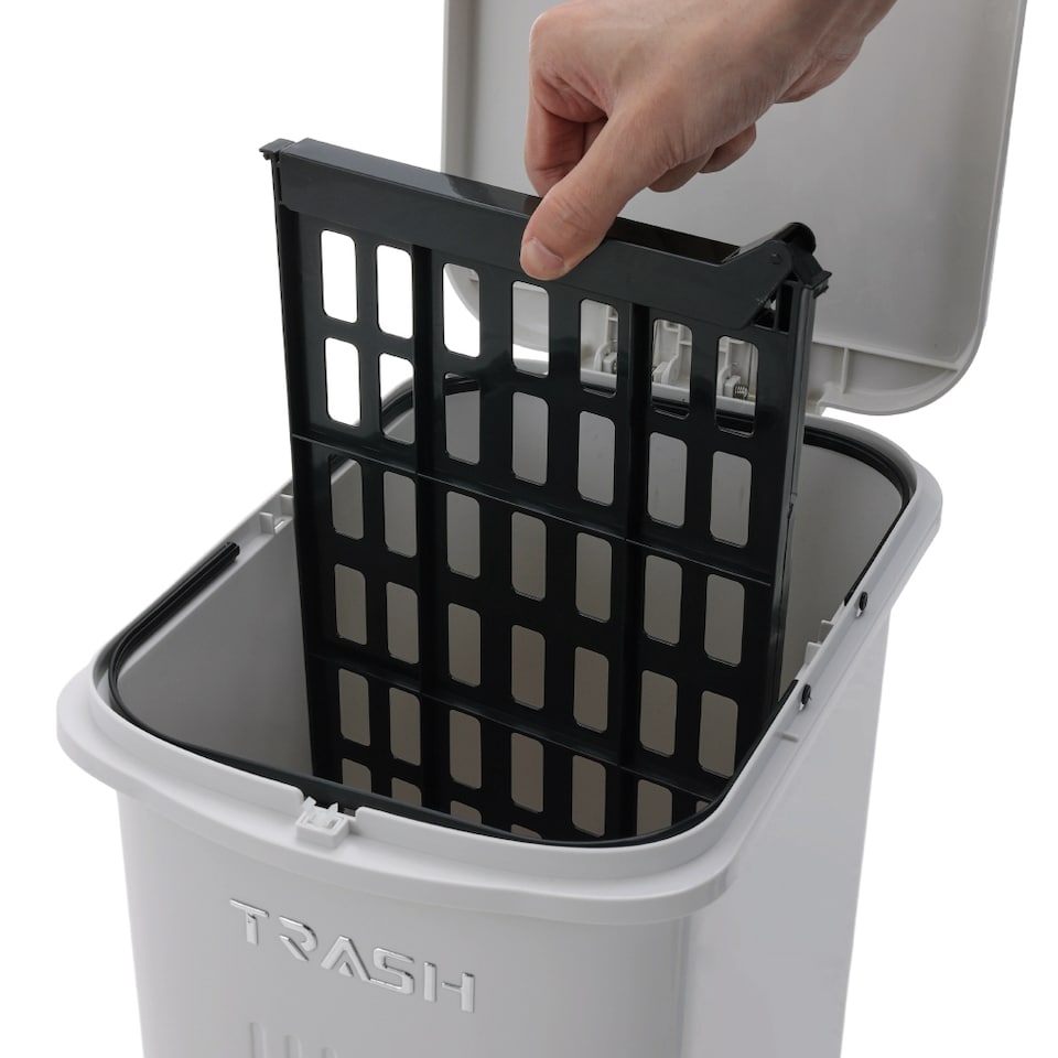 image 1 of Living and Home 18L 2-Tier Dry Wet Separation Trash Bin with Divider | Grey