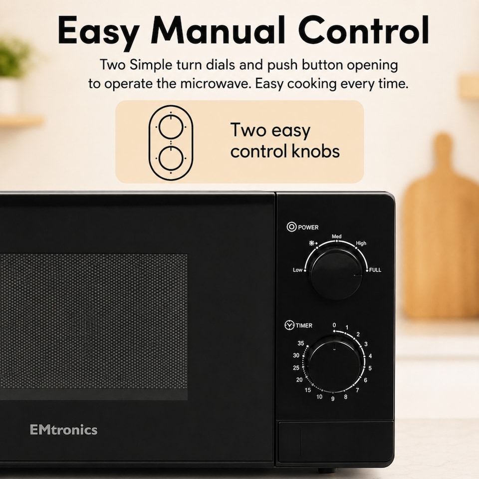 image 1 of EMtronics 20L 700W Microwave - Black