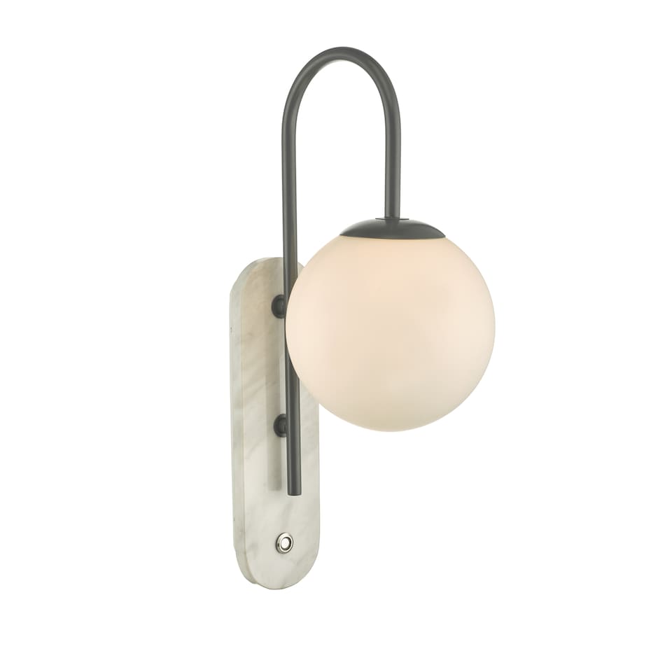 image 1 of Deuce Bathroom Wall Light Marble Opal Glass IP44