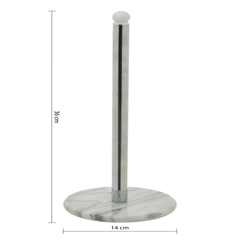 image 1 of Interiors by Premier Stable Chrome Kitchen Roll Holder With Marble Base, Elegant Design Kitchen Holder, Sturdy Roll Holder