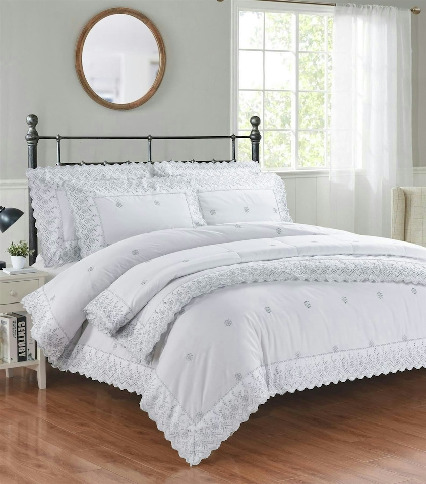 image 1 of Arielle White Bedspread Set | White