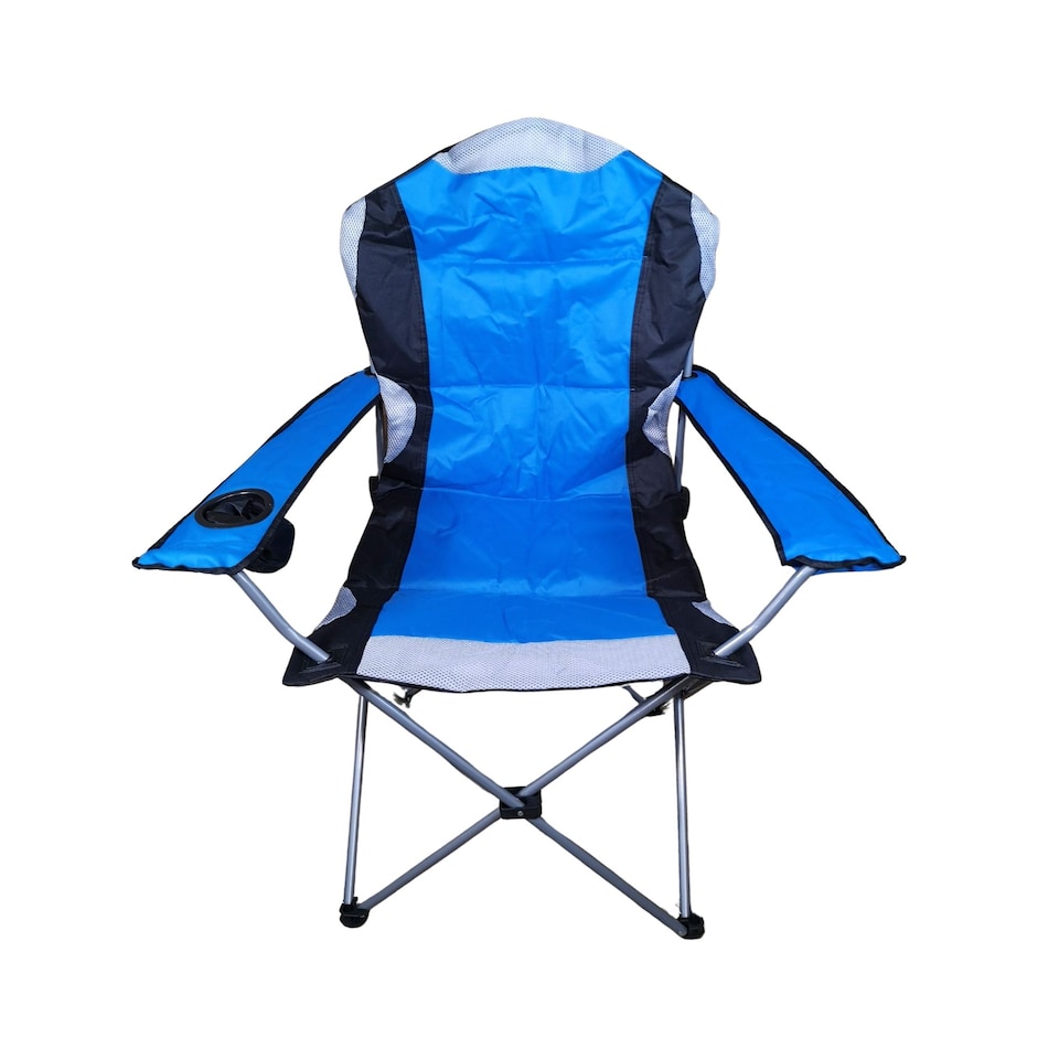 image 1 of Luxury Padded High Back Folding Outdoor, Camping, Fishing Chair in Blue