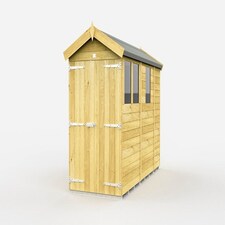 4 x 9 Feet Apex Shed - Double Door With Windows - Wood - L272 x W118 x H217 cm Brown