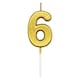 image 1 of Gold 6 Number Candle Birthday Anniversary Party Cake Decorations Topper | Gold