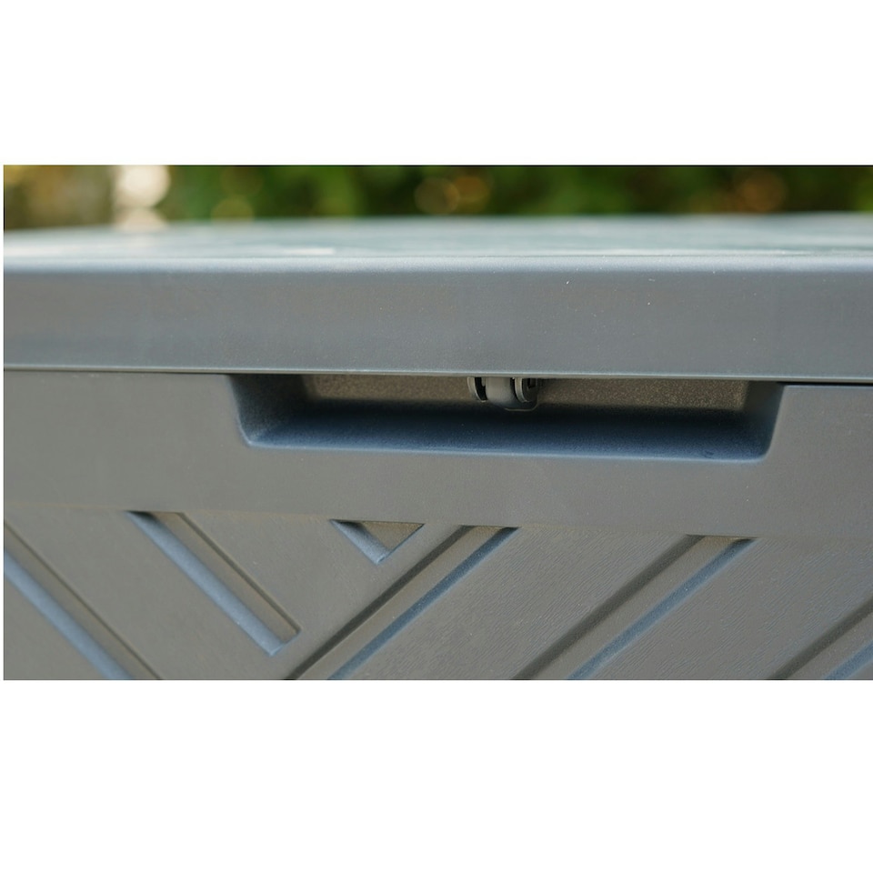 image 1 of Plastic 120L Storage Box Garden Outdoor Shed Deck Utility Cushion Chest Truck Black