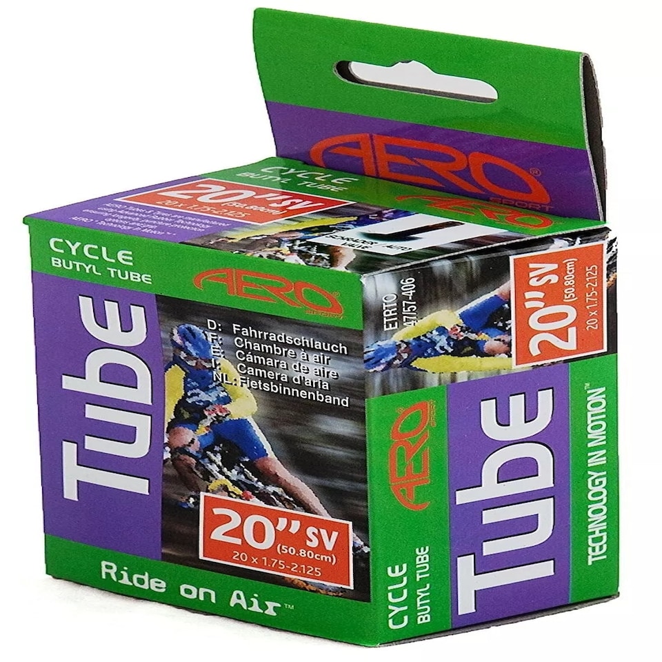 image 1 of Aero Sport 20" x 1.75-2.125 MTB Bike/E-Bike Inner Tubes Schrader Valve