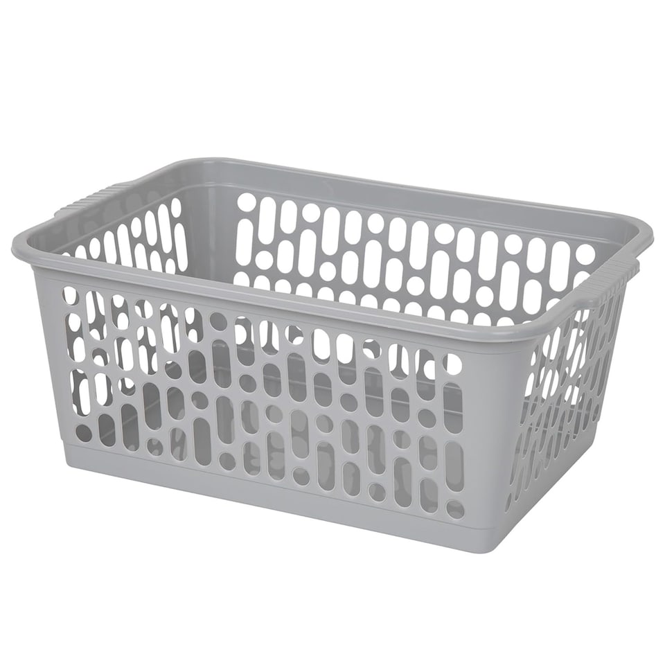 image 1 of 2 x Multipurpose Cool Grey Large Handy Plastic Storage Baskets For Home & Office | Grey