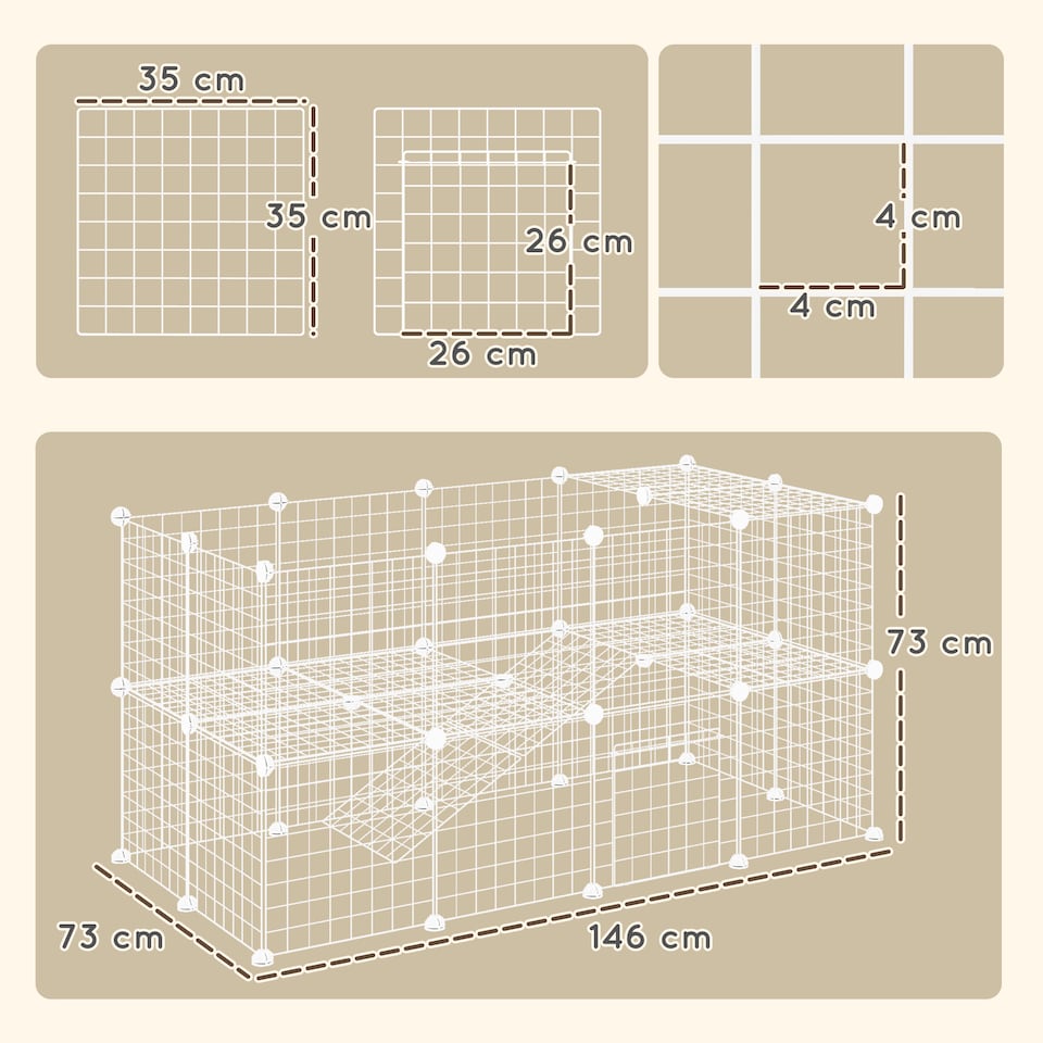 image 1 of PawHut DIY Pet Playpen 36 Panel for Rabbit Chinchilla Hedgehog, White