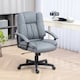 image 2 of HOMCOM Faux Leather Home Office Chair Mid Back Desk Chair with Arms Light Grey