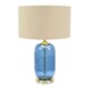 image 3 of ValueLights Leigh Navy Blue and Gold Table Lamp Beige Gold Shade & Bulb | Cream