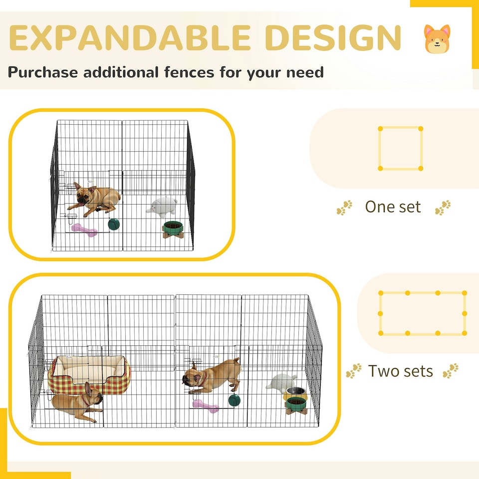image 1 of PawHut 8-Panel DIY Dog Pen with Door for Indoor/Outdoor Use, 76cm High