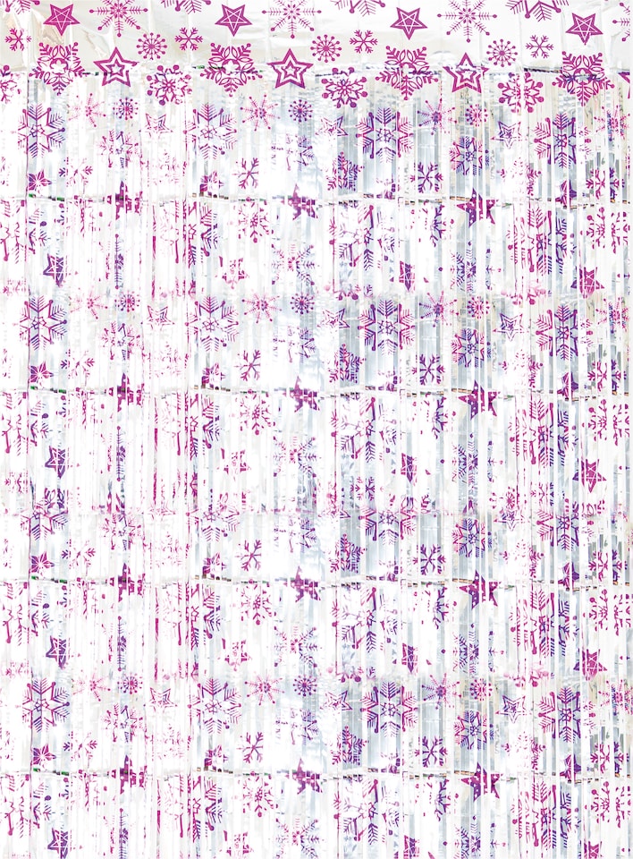 image 1 of Shimmer christmas Tinsel Curtain, 2M x 1M Pink