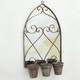 image 2 of Rusty Wall Mirror with Triple Planter - Distressed Metal - L15 x W45 x H78 cm - Light Grey Grey