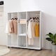 image 2 of HOMCOM Double Open Wardrobe on Wheels, Bedroom Wardrobe with Clothes Hanging Rails, 3 Storage Shelves, Mobile Garment Rack for Cloakroom, Hallway, White
