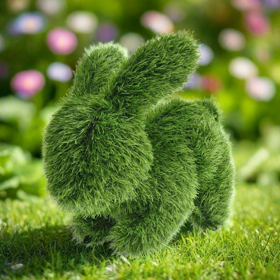 image 1 of True Products Artificial Grass Topiary Bunny Rabbit Indoor Outdoor Garden Lawn Event Office Wedding Decor