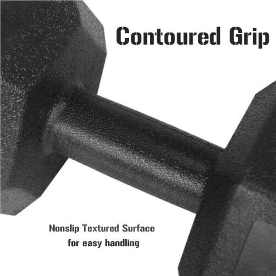 image 1 of Plastic Vinyl Hex Dumbbells - 2 x 5kg