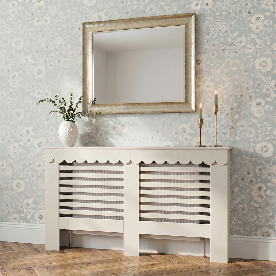 image 1 of OHS Scallop Radiator Cover Engineered Wood Side Board Shelf - Large