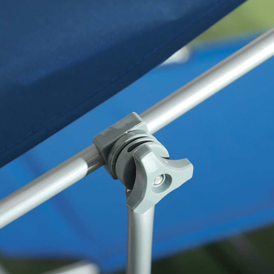 image 1 of Outsunny Folding Sun Lounger Set of 2 w/ Sunshade Adjustable Backrest Blue