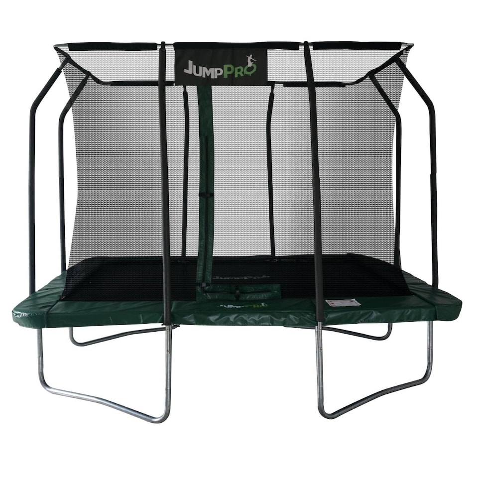 image 1 of 10ft x 7ft JumpPRO® Xcite Green Rectangular Trampoline with Enclosure