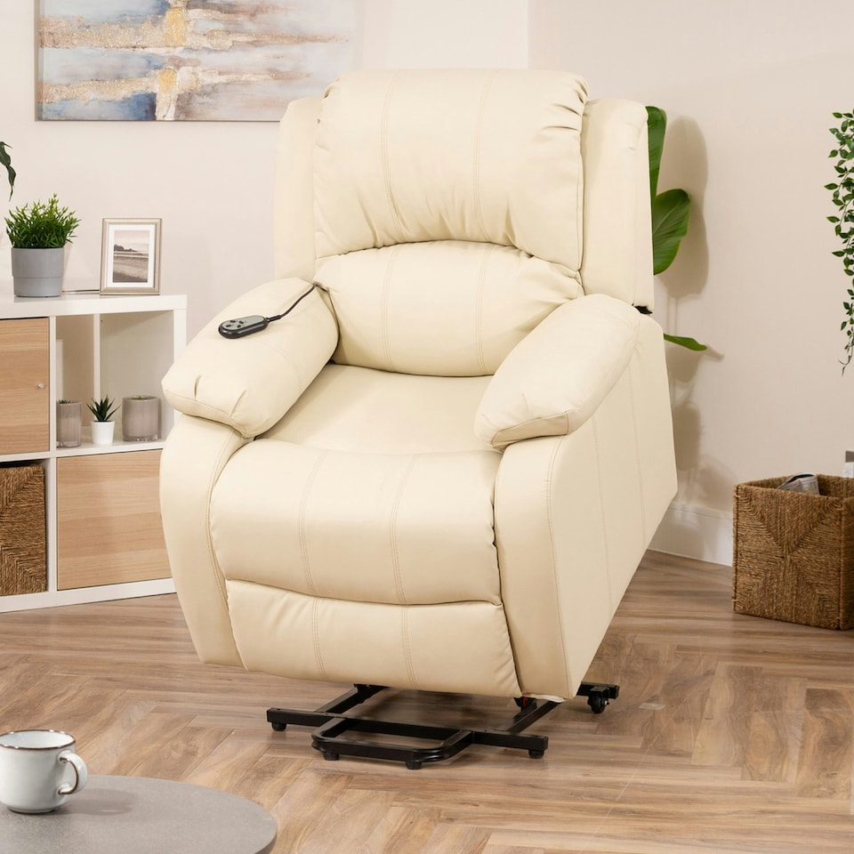 image 1 of Northfield Dual Motor Massage Heat Riser Recliner Chair - Cream
